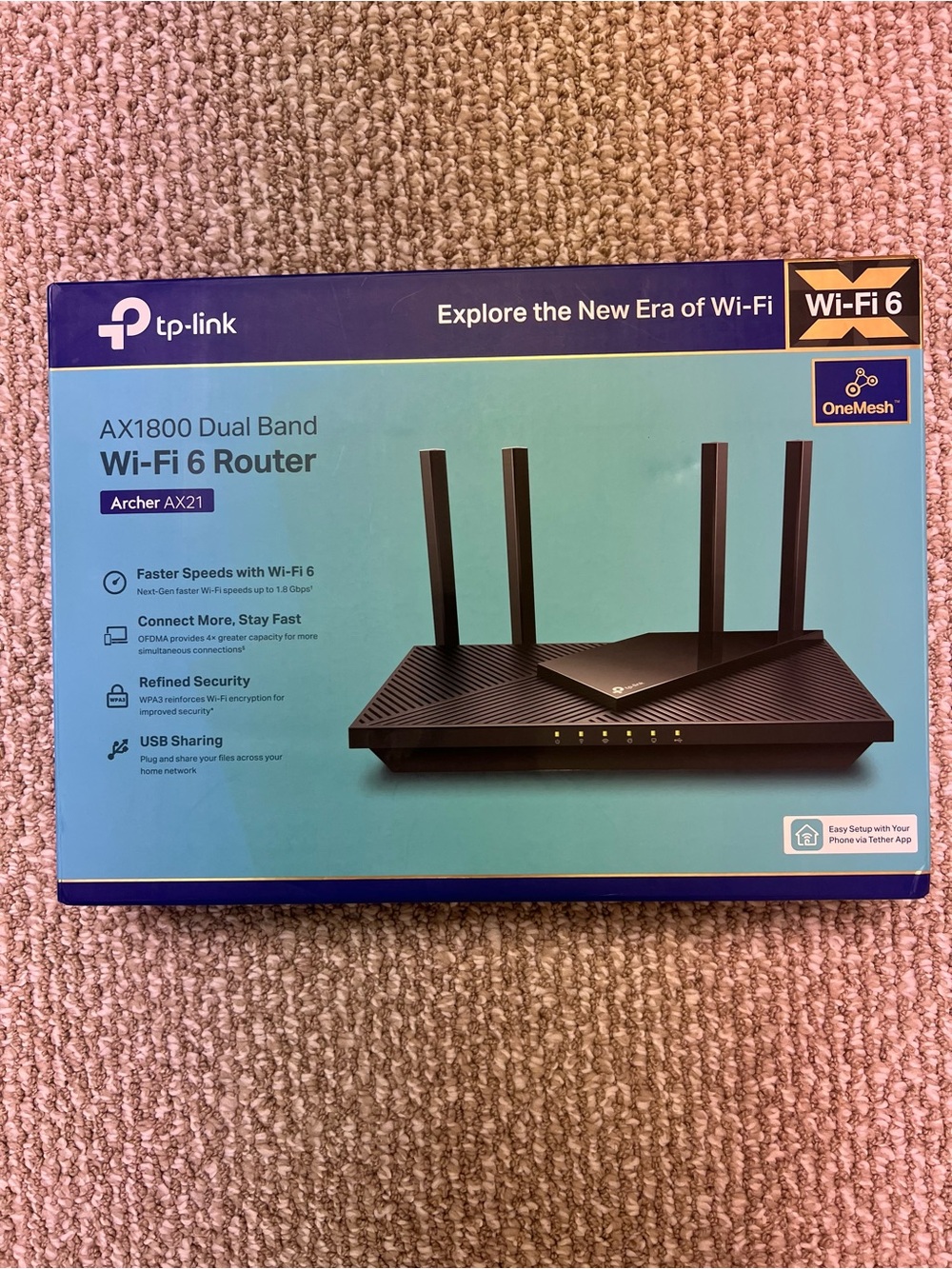 TP-Link AX1800 Dual Band Wi‑Fi 6 Router – Teal/White Branding